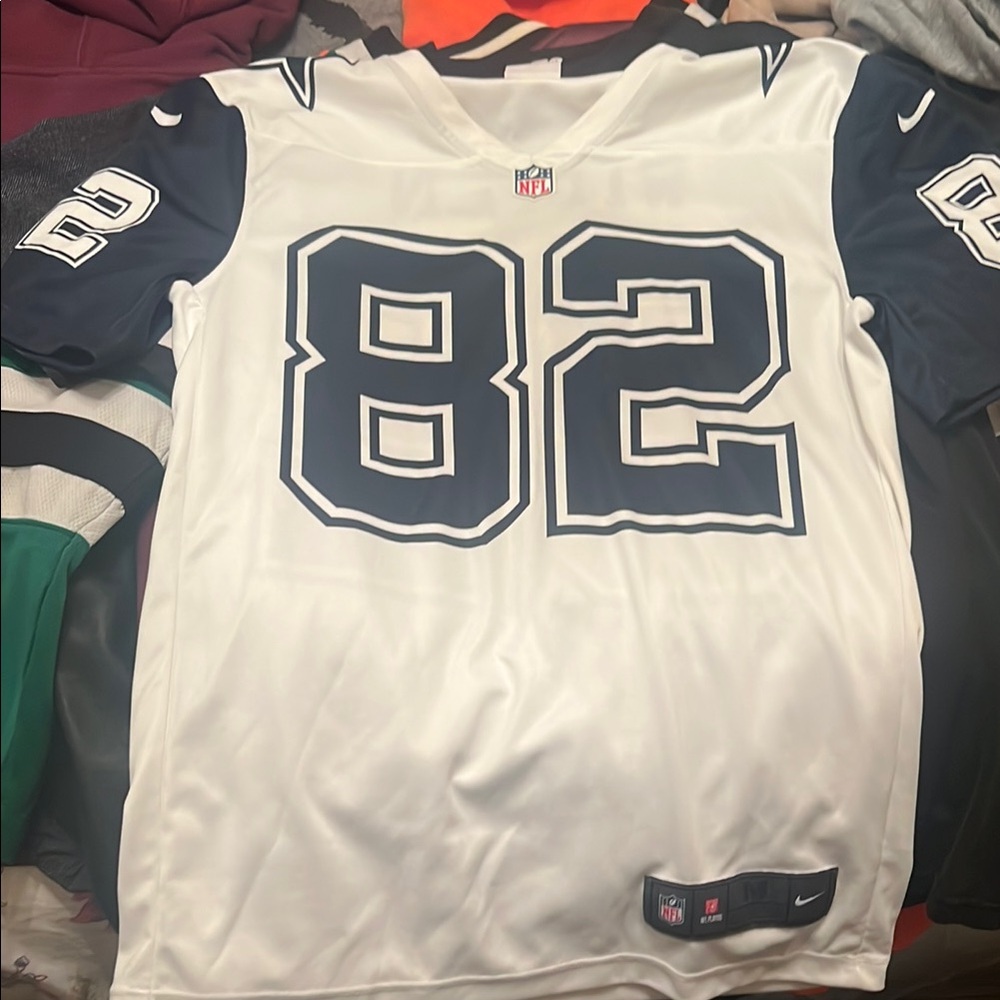 Jason witten Nike White and Dark Blue Sports Jersey